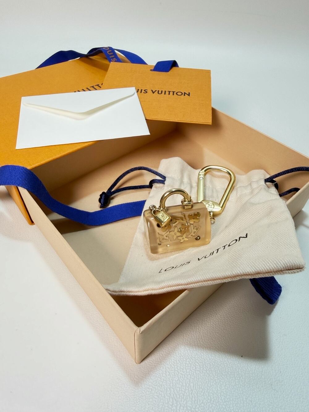 Authentic Louis Vuitton Beige Inclusion Speedy Bag Charm Key Holder M65320 Vinta